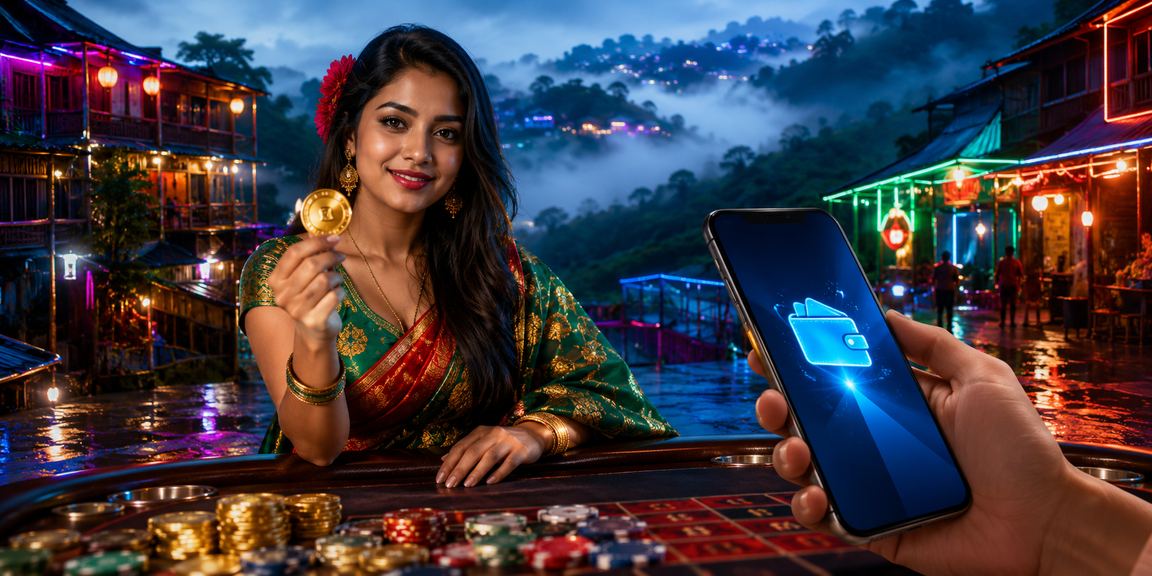 বান্দরবানে নিয়ন আলোয় মোবাইলে ডিপোজিট করছেন একজন ব্যবহারকারী